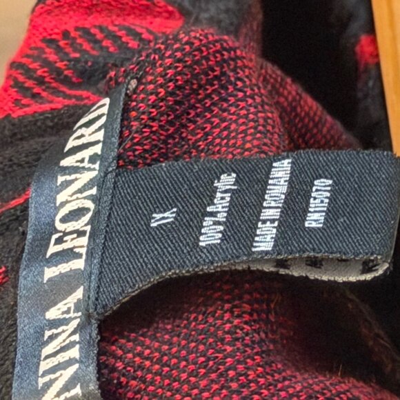 Nina Leonard Black & Red Fringe Skirt Size 1X 100% Acrylic skirt - Picture 3 of 12